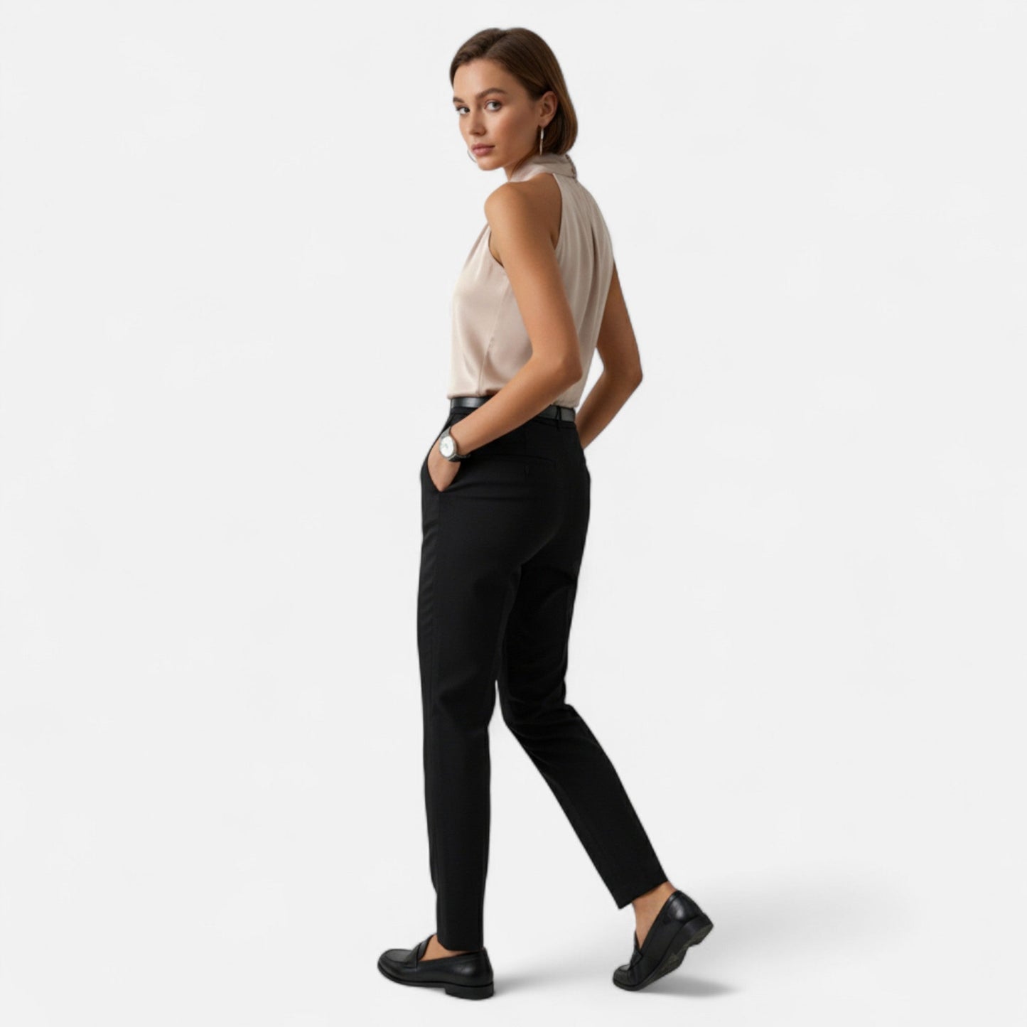 Just-Outlet | Women’s Blouse – Satin Sleeveless Twisted Neck