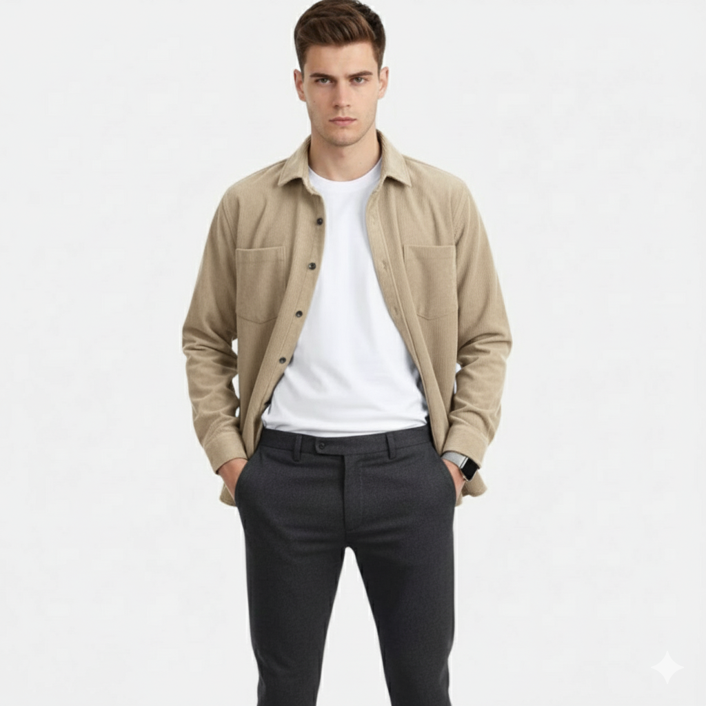 Just-Outlet | Men’s Corduroy Shirt Jacket – Effortless Smart-Casual Charm