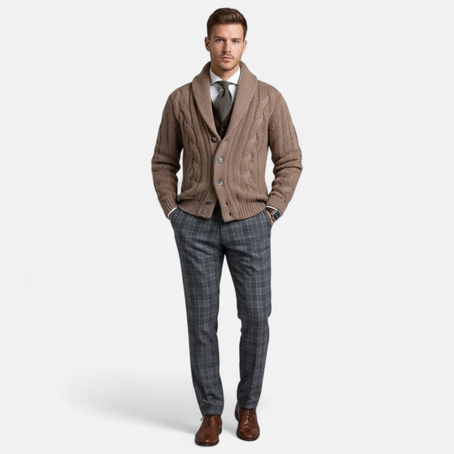 Just-Outlet | Men’s Cardigan – Knitted Twist Heritage Style