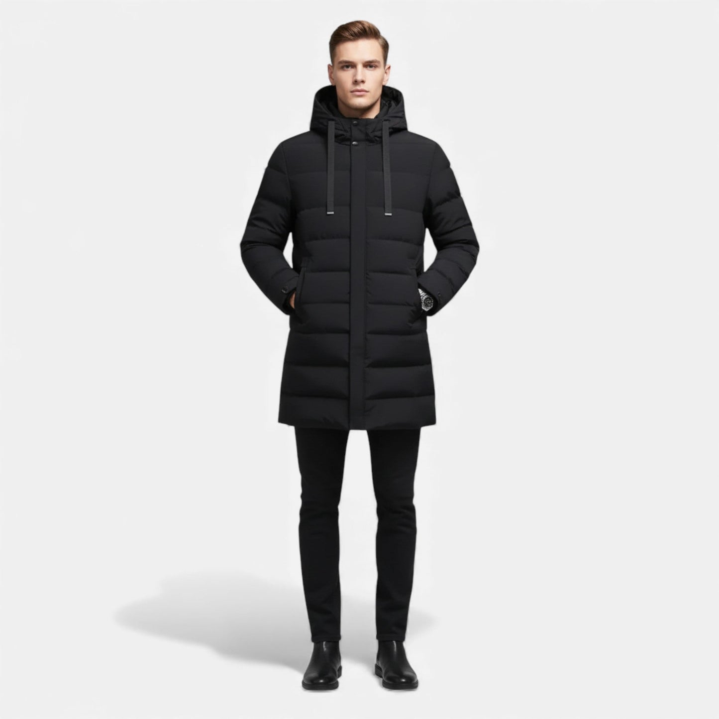 Just-Outlet | Men’s Long Coat – Hooded Casual Essential