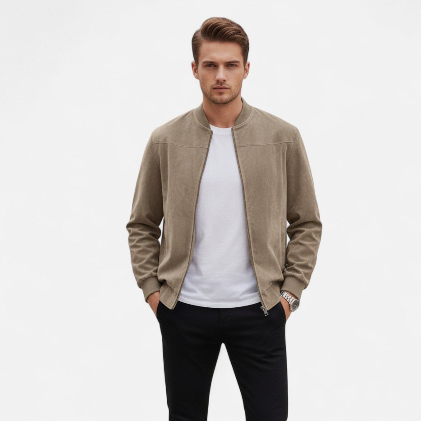 Just-Outlet | Men’s Suede Aviator Jacket – Heritage Flight Style