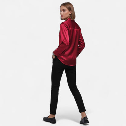 Just-Outlet | Women’s Blouse – Elegant Satin Slim Fit