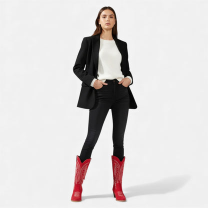 Just-Outlet | Women’s Embroidered Cowboy Boots – Western Chic Elegance