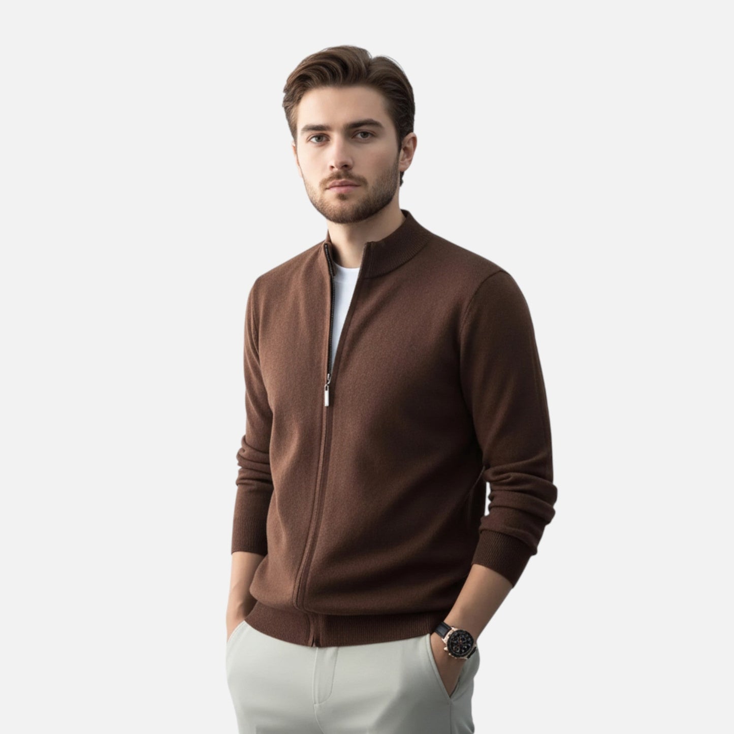 Just-Outlet | Men’s Full-Zip Sweater – Heritage Wool Blend