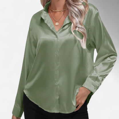 Just-Outlet | Women’s Blouse – Elegant Satin Slim Fit