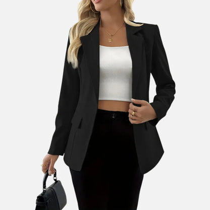 Just-Outlet | Women’s Classic Single-Breasted Blazer – Timeless Solid Elegance