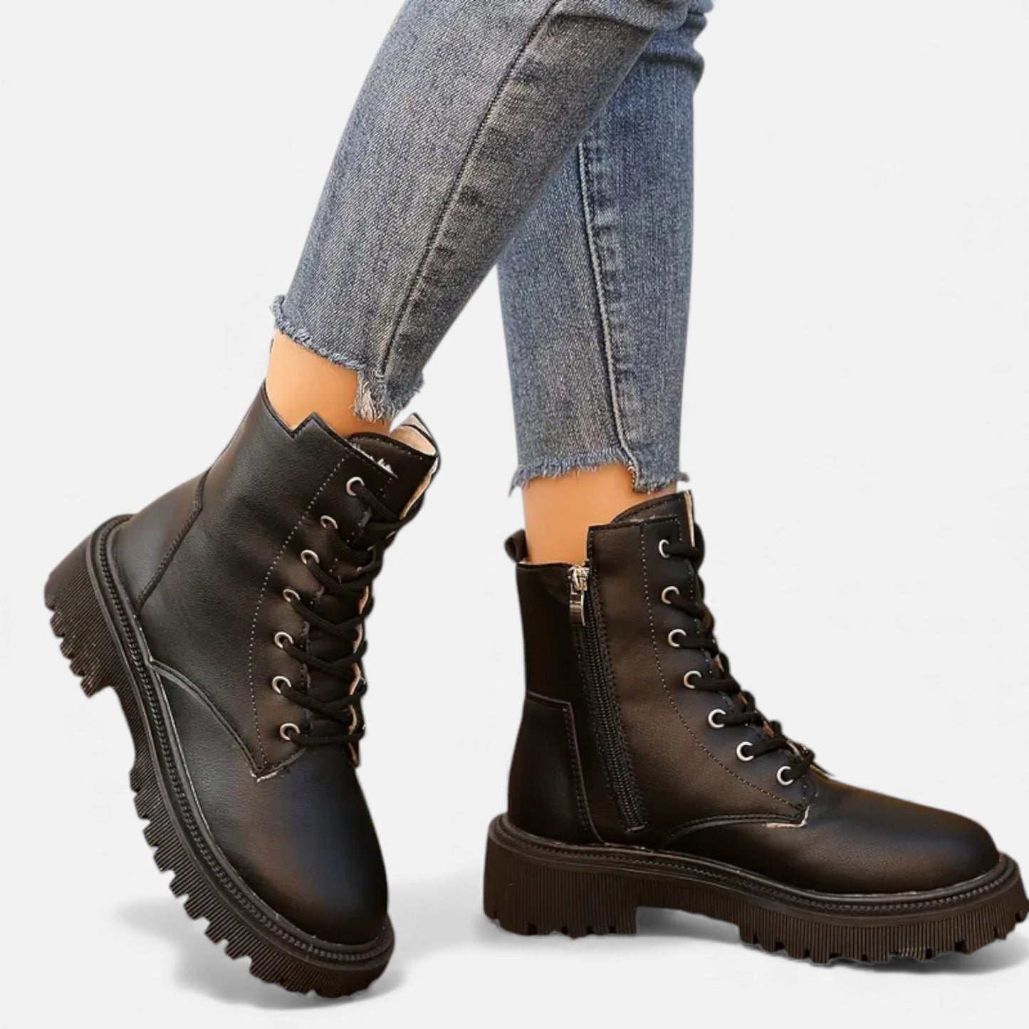 Just-Outlet | Women’s Fleece-Lined Lace-Up Ankle Boots – Stylish All-Season Comfort