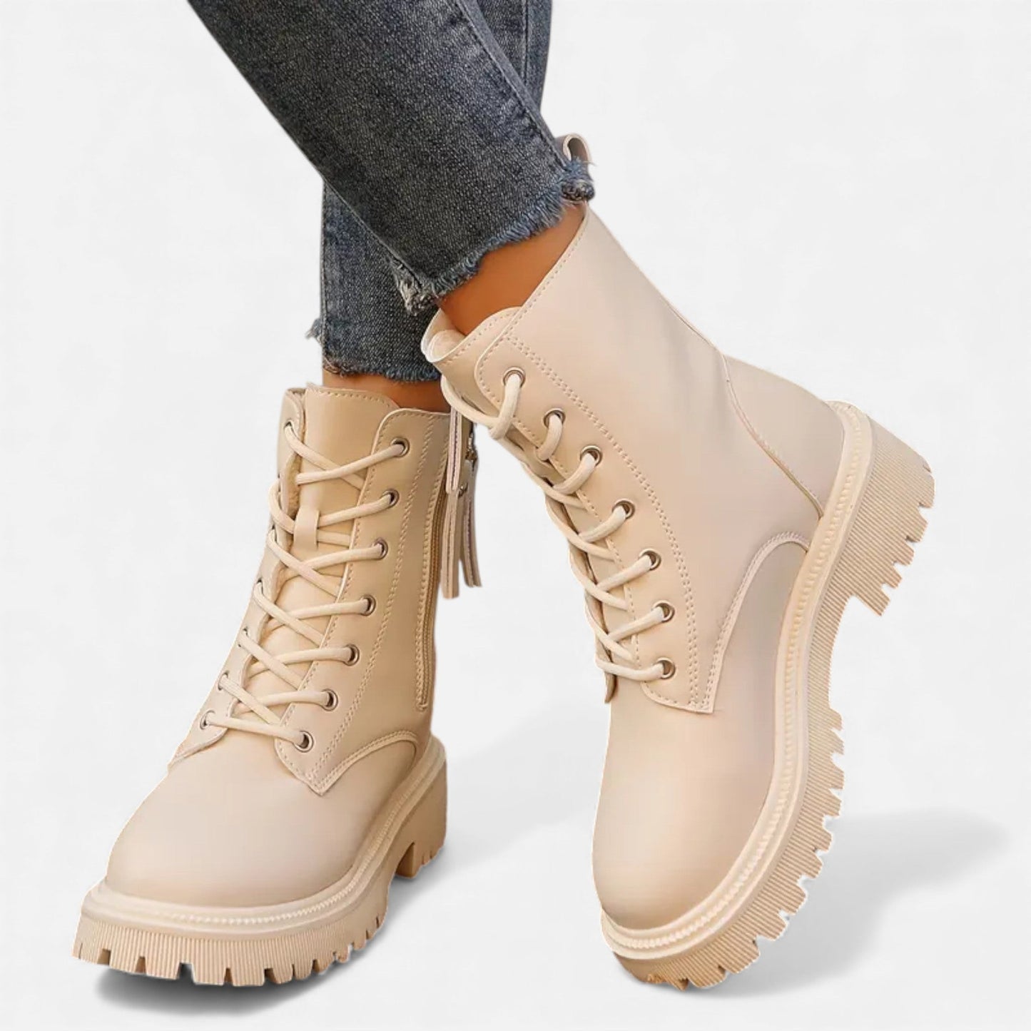 Just-Outlet | Women’s Chunky Platform Ankle Boots – Lace-Up All-Season Style