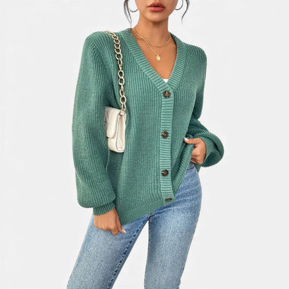 Just-Outlet | Women’s Knitted Cardigan Sweater – Elegant Front-Button Design
