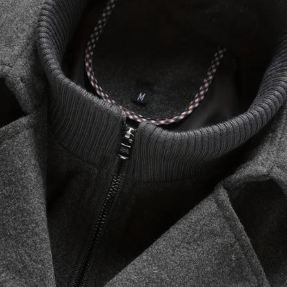 Just-Outlet | Men’s Long Coat – Vintage Contrast-Collar Elegance