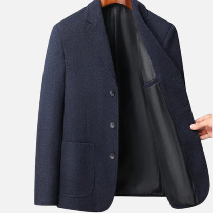 Just-Outlet | Men’s Herringbone Wool Blazer – Classic Single-Breasted Refinement