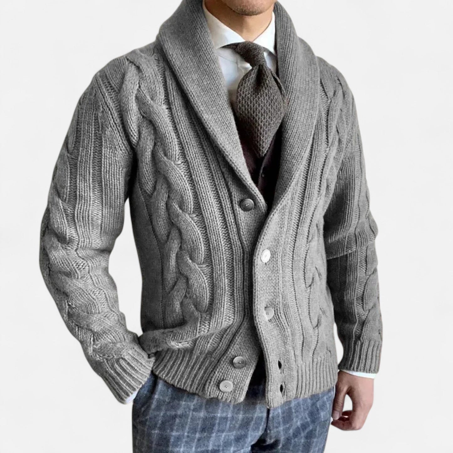 Just-Outlet | Men’s Cardigan – Knitted Twist Heritage Style