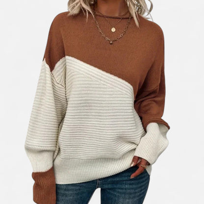 Just-Outlet | Women’s Knitted Sweater – Elegant Contrast Design