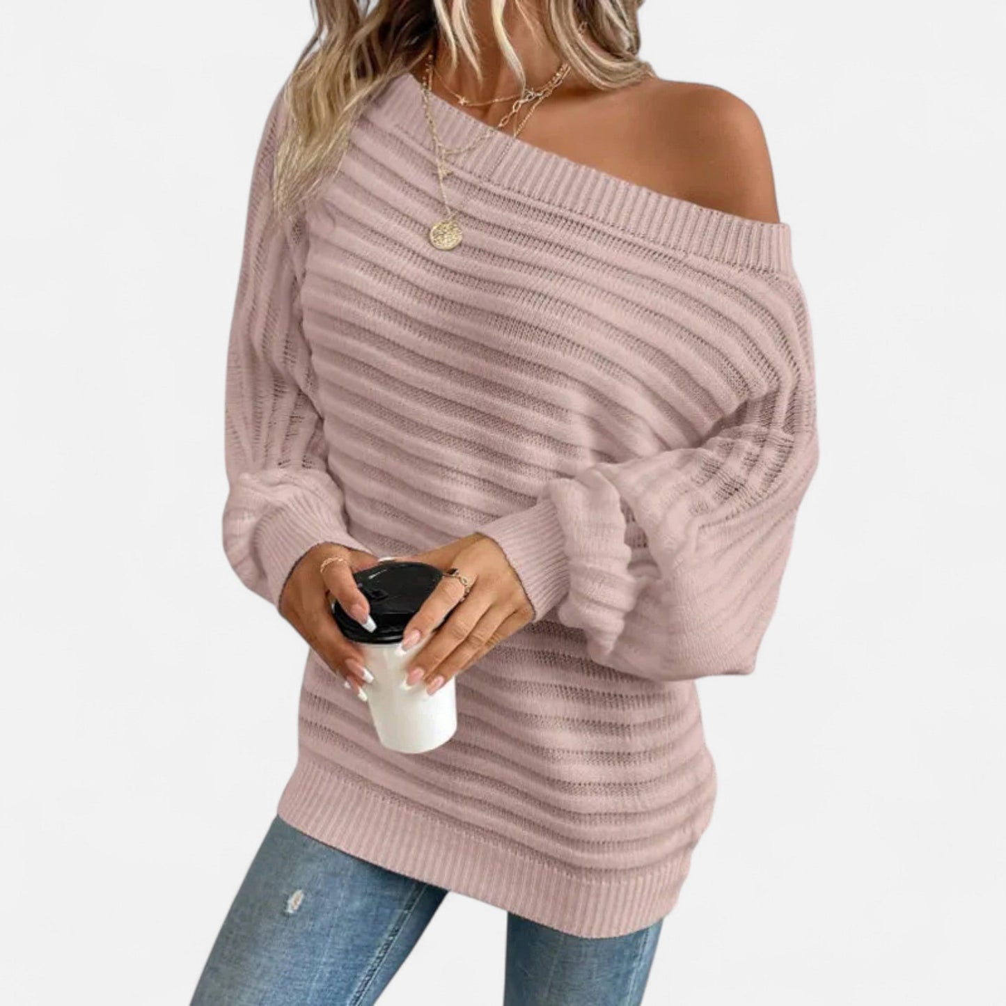 Just-Outlet | Women’s Off-Shoulder Sweater – Elegant Knitwear