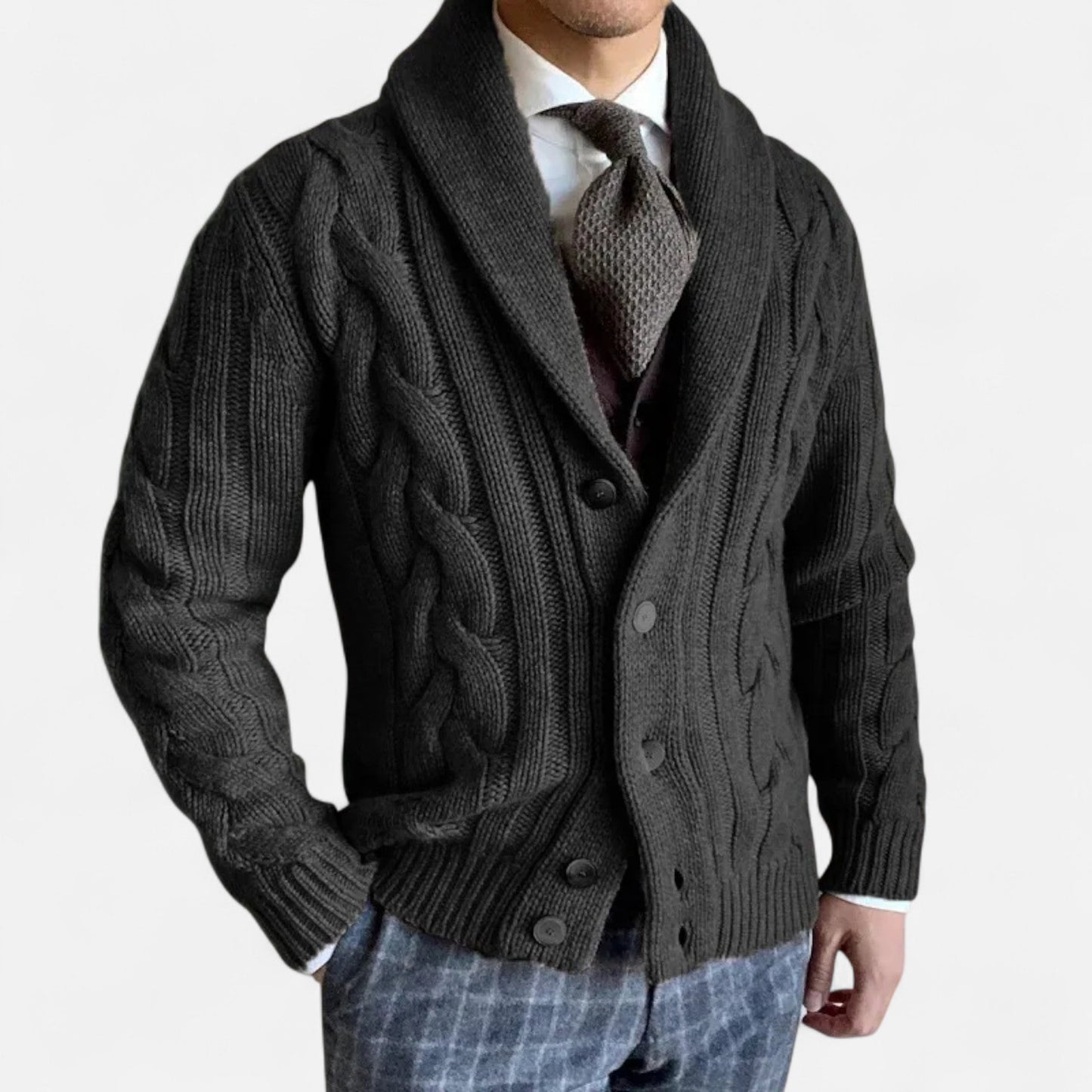 Just-Outlet | Men’s Cardigan – Knitted Twist Heritage Style