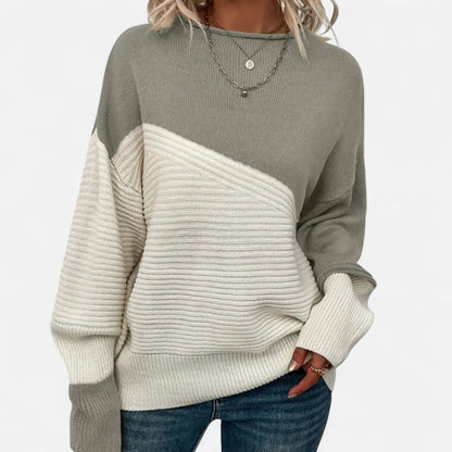 Just-Outlet | Women’s Knitted Sweater – Elegant Contrast Design