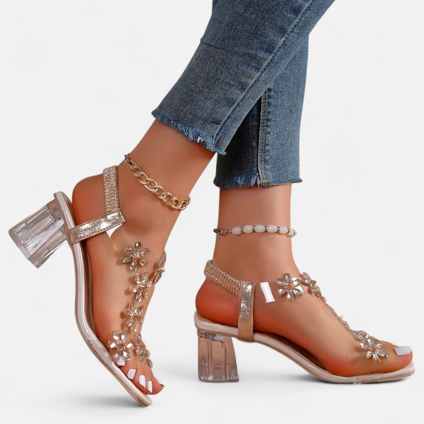 Just-Outlet | Women’s Heels – Rhinestone Stiletto Transparent Elegance